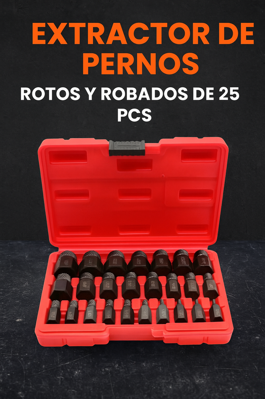 EXTRACTOR DE PERNOS ROTOS Y ROBADOS DE 25 PCS