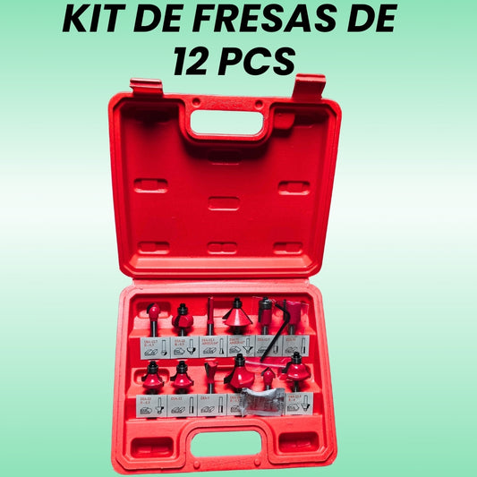 KIT DE FRESAS DE 12 PCS PARA RUTEADORA